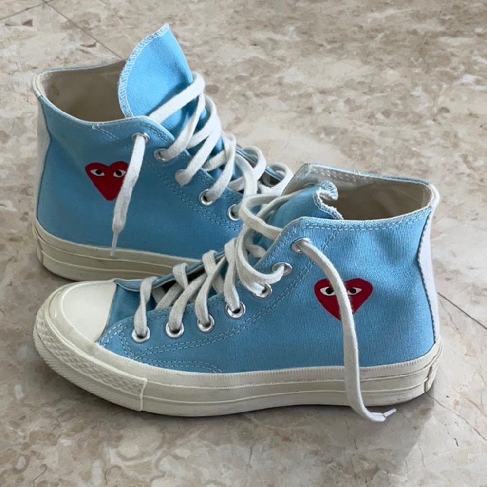 Comme des Garcons Bright Blue High-Top Sneakers
